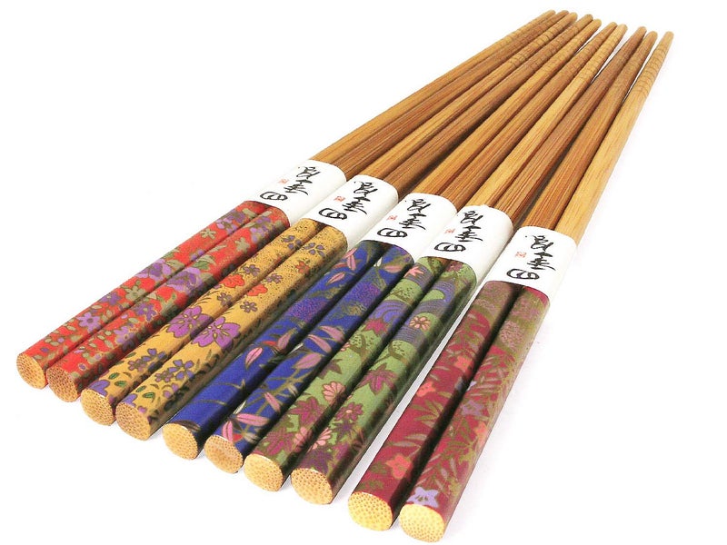 Happy Sales HSCH100/S, 5 Pairs Japanese Chopsticks Flower & Leaves Design - Image 2